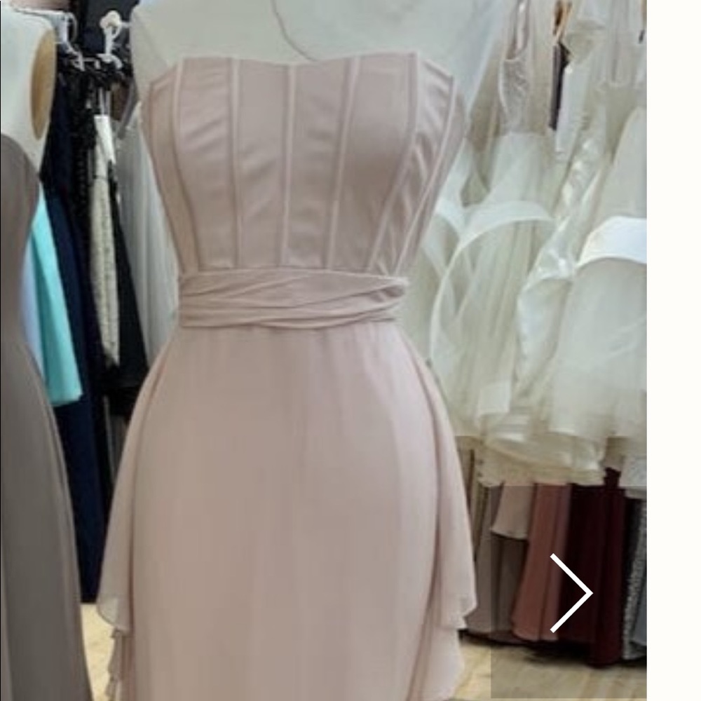 Badgley Mischka Blush Chiffon Strapless Gown